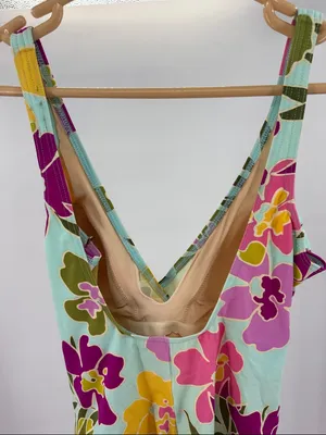 Miraclesuit floral Aqua Lined Swimsuit one piece 14 vacation beach summer cruise thumbnail 3