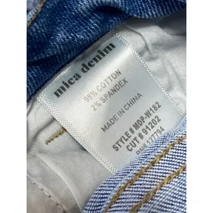Mica Dehours Stretch Super High Rise Blue Distressed Wide Leg Denim Jeans Sz 24 thumbnail 6