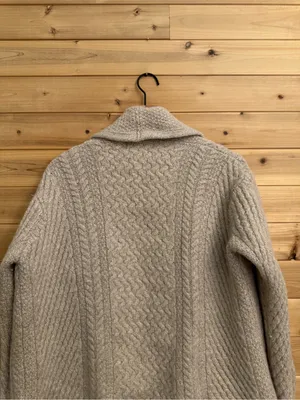 Aran Crafts XL Cream Merino Wool Cable Knit Open Front Cardigan Ireland Cozy thumbnail 11