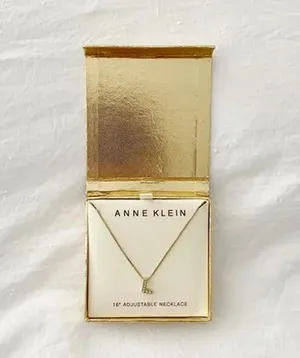 Anne Klein Y2K Dainty Gold Rhinestone ‘L’ 16” Necklace NWT thumbnail 1