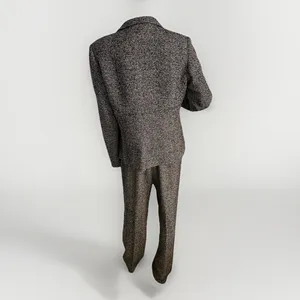 Vintage Carlisle Black White Marled tweed herringbone Pant Suit Wool Blend 12 thumbnail 6