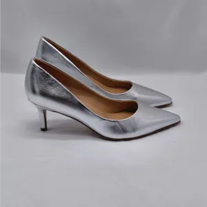 Naturalizer Women's Pumps Size 8.5M Silver Metallic Leather Pointed Toe Heels thumbnail 16