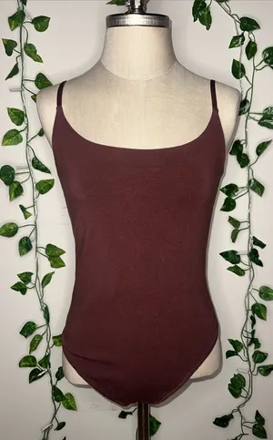 Abercrombie & Fitch Soft A&F Collection Chocolate Brown Spaghetti Strap Bodysuit thumbnail 1