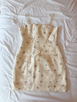 Altar’d State Ivory/Pink Lainey Floral Mini Dress Size Medium thumbnail 1