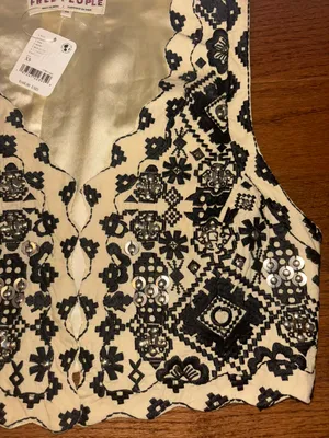 Free People NWT bohemian Marigold Embroidered Embellished Vest thumbnail 5