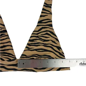 Aerie Pique Animal Zebra Print‎ Tan Triangle Bikini Top Size Medium thumbnail 4