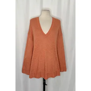 FREE PEOPLE Free-est V Neck Pullover Sweater Orange Knitwear Boho Bohemian Small thumbnail 2
