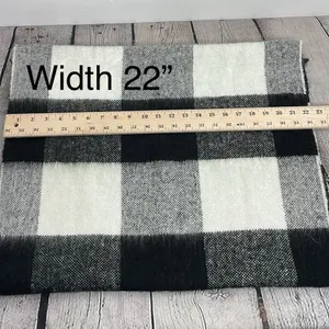 SCARF Chunky Warm Cozy large block plaid rectangular scarf black and white thumbnail 10