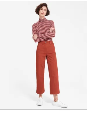 $98 Everlane Wide Leg Crop Jeans in rust orange terracotta size 0 thumbnail 3