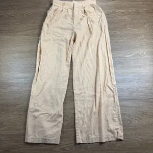 Abercrombie & Fitch Womens S Short Linen Blend Wide Leg Pants Peach High Rise thumbnail 3