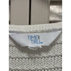 Time & Tru White/Tan Striped Chunky Knit‎ Short Sleeve Sweater Size XL/2XL thumbnail 2