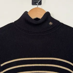 Lauren Ralph Lauren‎ Striped Turtleneck Sweater Small Black Gold Ribbed Knit thumbnail 2