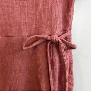 Madewell Crosshatch Short Puff-Sleeve Faux-Wrap Mini Dress Pink Mauve Size Small thumbnail 12
