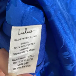 Lulu's Blue Satin Spaghetti Straps V-Neck Dress Size XL glam coquette rave chic thumbnail 10