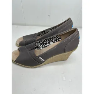 Toms Ash Gray “Calypso” Espadrille Slip On Canvas Comfort Wedge Womens 8.5 Nwob thumbnail 2