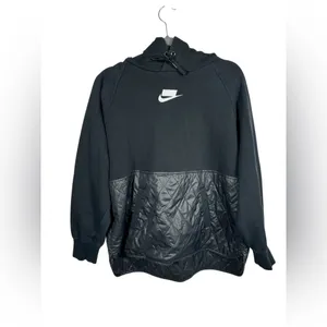 Nike Sportswear NSW Fleece Quilted Hoodie Womens L Black CJ6253-010 thumbnail 3