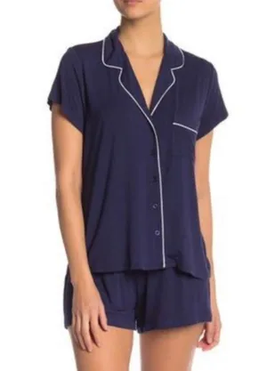 NWT Nordstrom Rack Tranquility Pajama Top in Navy Peacoat Buttons Size Small thumbnail 1