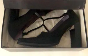 🔥 Square Toe Pump w/Strap Black Size 7 thumbnail 15