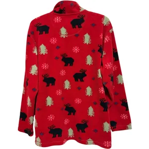 Cherokee‎ Women's Red Fleece Jacket Quarter Zip Moose Trees Snowflakes Size M thumbnail 2