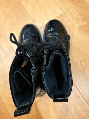 Paul Green black crinkled patent leather combat boots sz 7.5 (UK5) thumbnail 4