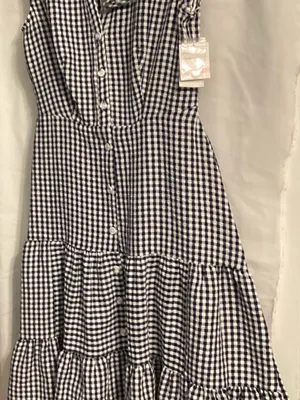 Melonie Black & white gingham button up dress bottom ruffle cloth belt unworn thumbnail 6