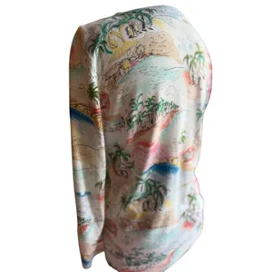 Talbots Petite Tropical Scenic Print Cardigan Sweater SP Coastal Resort thumbnail 6