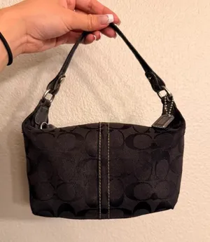 RARE Vintage Mini Shimmery Black Coach Canvas Purse with Tassel thumbnail 1