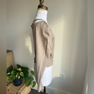 Anthropologie Moth Cardigan Sweater Tan Shoulder Cutout Size S thumbnail 3