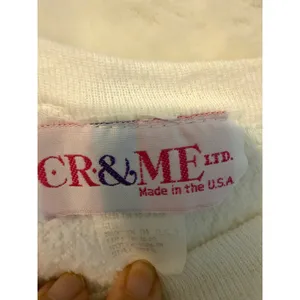 Vintage CR & ME Christmas Sweatshirt Womens Small White Puff Print Animals USA thumbnail 2