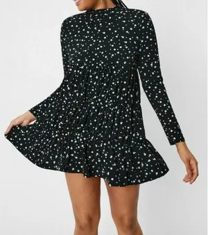 Nasty‎ Gal Polka Dot High Neck tiered Mini Dress Size: 8 thumbnail 1