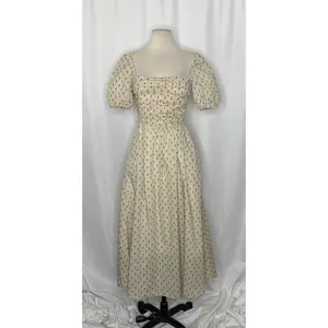 O.P.T.‎ One Pretty Time River Smocked Floral Midi Dress Puff Sleeves X-Small thumbnail 2