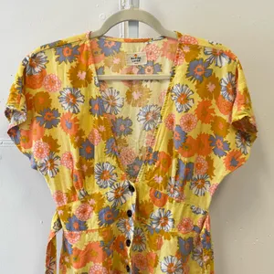 Marine Layer Camila Dress V-Neck A-Line Mini Yellow Vintage Floral Print Small‎ thumbnail 4
