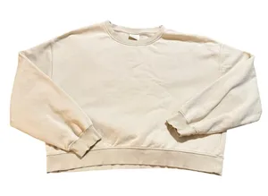 Pull & Bear Size XL Beige‎ Tan Cropped Long Sleeve Crew Neck Sweatshirt Women thumbnail 1