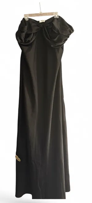 Beginning Boutique Strapless Satin Black Maxi Dress thumbnail 1