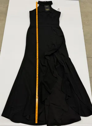 Woosea Womens Black High Neck Ruffle Front Slit Maxi Evening Gown Dress Size M thumbnail 4