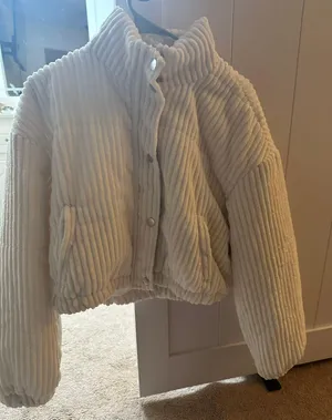 white jacket zipper & button Size L thumbnail 1