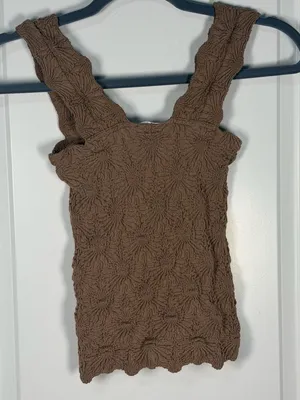 Altar'd State Intimates Brown Smocked Textured Cami Tank Top thumbnail 4