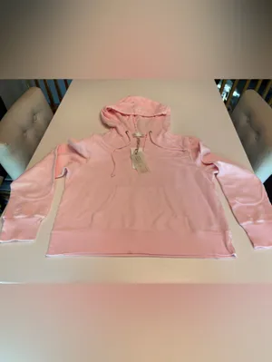 NWT LoveShackFancy Kirby cropped hoodie pink opal size large thumbnail 3