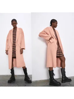 Zara Blush Pink Long Trench Coat thumbnail 4