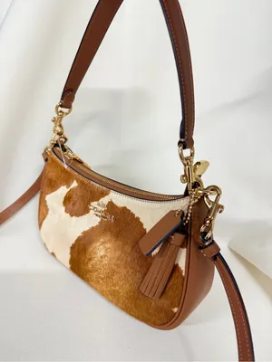NWT COACH Teri Shoulder Bag In Haircalf With Cow Print CDW45 Gold/Cow Multi thumbnail 2