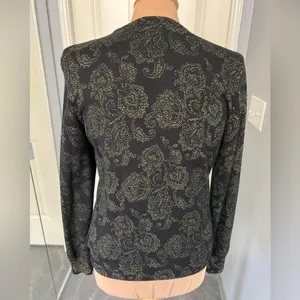 LRL Lauren Ralph Lauren Black Wool Paisley‎ Pullover Sweater Preppy thumbnail 4