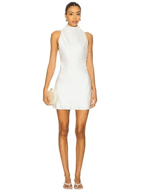 SNDYS Nixie Mini Dress in White Small New Womens Satin Open Back thumbnail 5