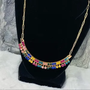 Anna & Ava Multicolor Crystal Fashion Curved Bar‎ Necklace Gold NWT thumbnail 3