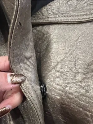 PI Poleci Metallic Bronze Thick Leather Cropped Jacket Small NWOT Tan thumbnail 5