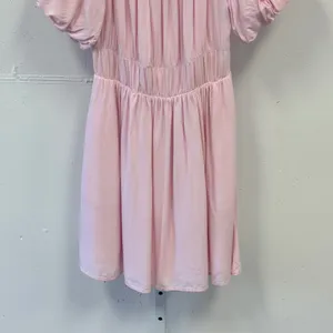 Fashion Pink Puff Sleeve Smocked Waist Mini Dress Cottagecore Pockets Small thumbnail 4