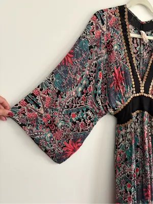 Anthropologie Raga Floral Kimono Maxi Dress Size XS thumbnail 9
