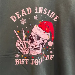 SHEIN Christmas Graphic Crewneck Sweatshirt Funny Dead Inside Jolly AF Size 4X thumbnail 4