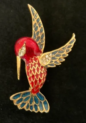 Vintage Hummingbird Brooch Red thumbnail 1