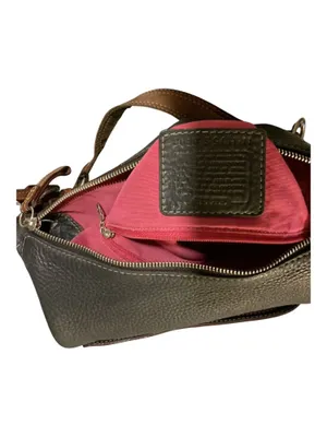 Coach Vintage Black Pebbled Leather Hobo Shoulder Bag Pink Lining #H05S-8E10 thumbnail 3
