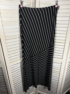 Matty M Skirt Maxi Black White Striped L thumbnail 2
